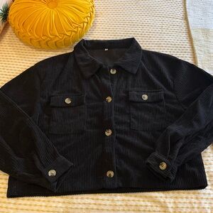 Cropped black corduroy jacket